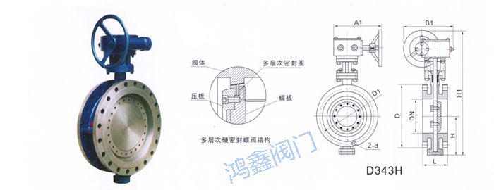 D343H蜗轮传动法兰式多层次硬密封蝶阀